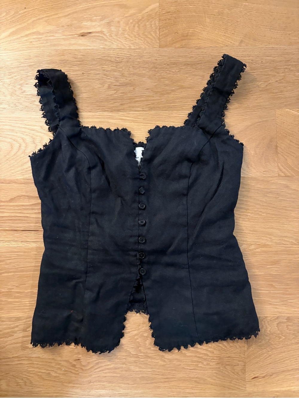 Reformation Black Scalloped Camisole